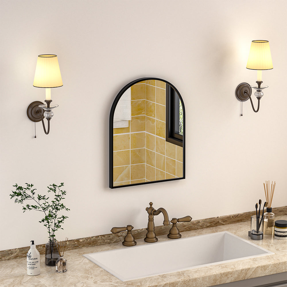 Arched Bathroom Wall Mirror Black Framed Vanity Mirror