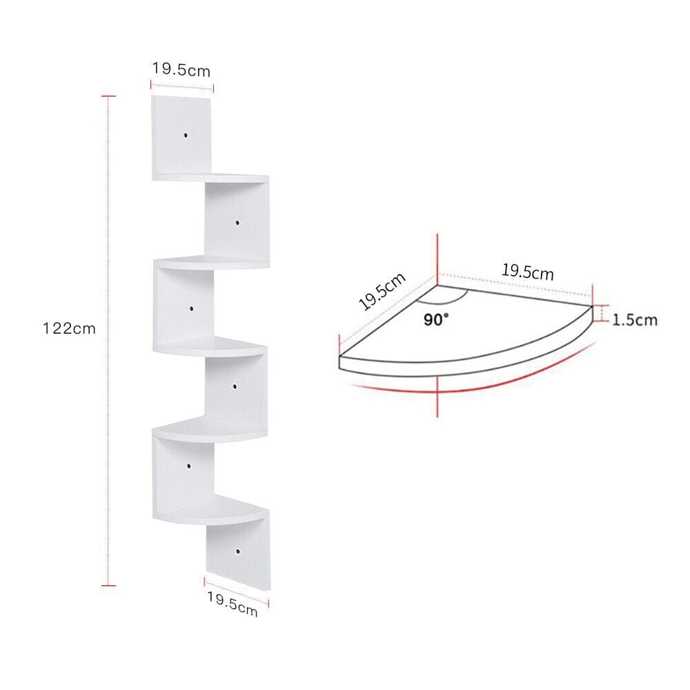 5 Tier Wooden Zigzag Floating Corner Shelves Shelves & Racks Living and Home 