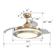 42inch Retractable Ceiling Fan Light Lamp W/Remote Control Ceiling Light Living and Home 