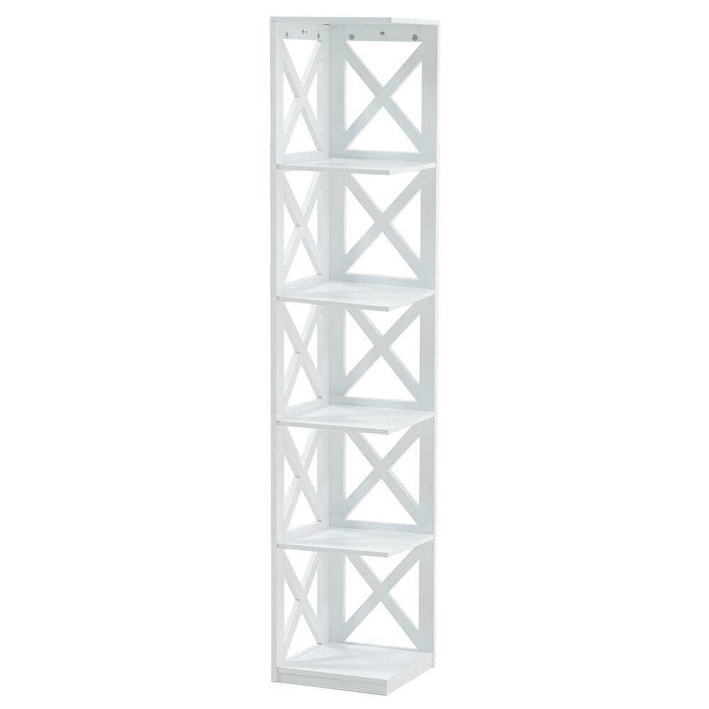 Black/White Wooden 5 tier Rectangular Vertical Living Room Shelf Shelves & Racks Living and Home 