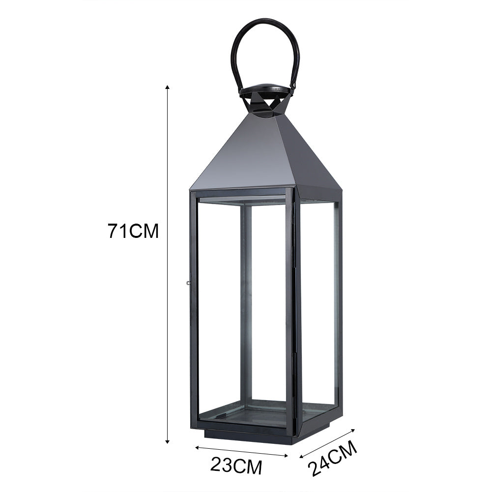 Black old Decorative Lanterns Stainless Steel Candle Lanterns Outdoor Lighting Living and Home Bright black 23*24*71 