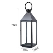 Black old Decorative Lanterns Stainless Steel Candle Lanterns Outdoor Lighting Living and Home Bright black 23*24*71 