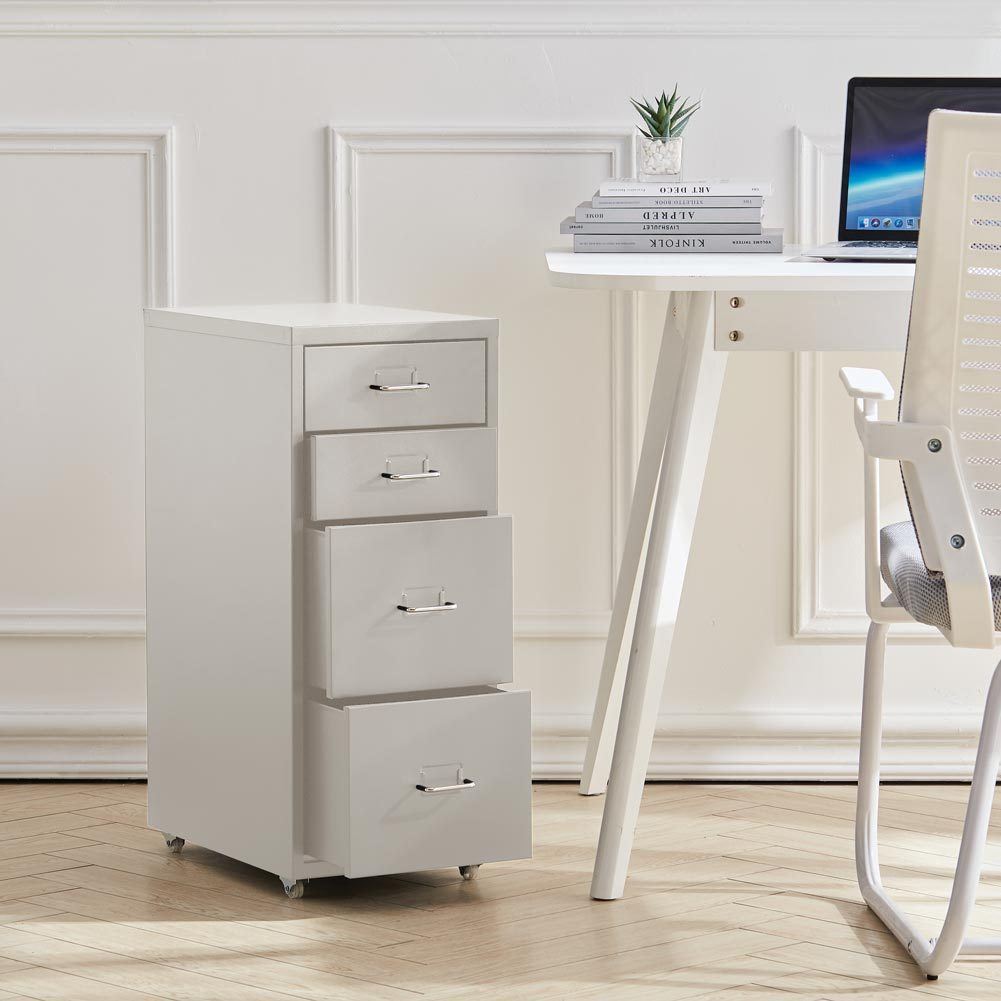 Office Filing Cabinet 3/4/5/6/8Drawers Metal White Chest Storage Unit Wheels Cabinet Living and Home 