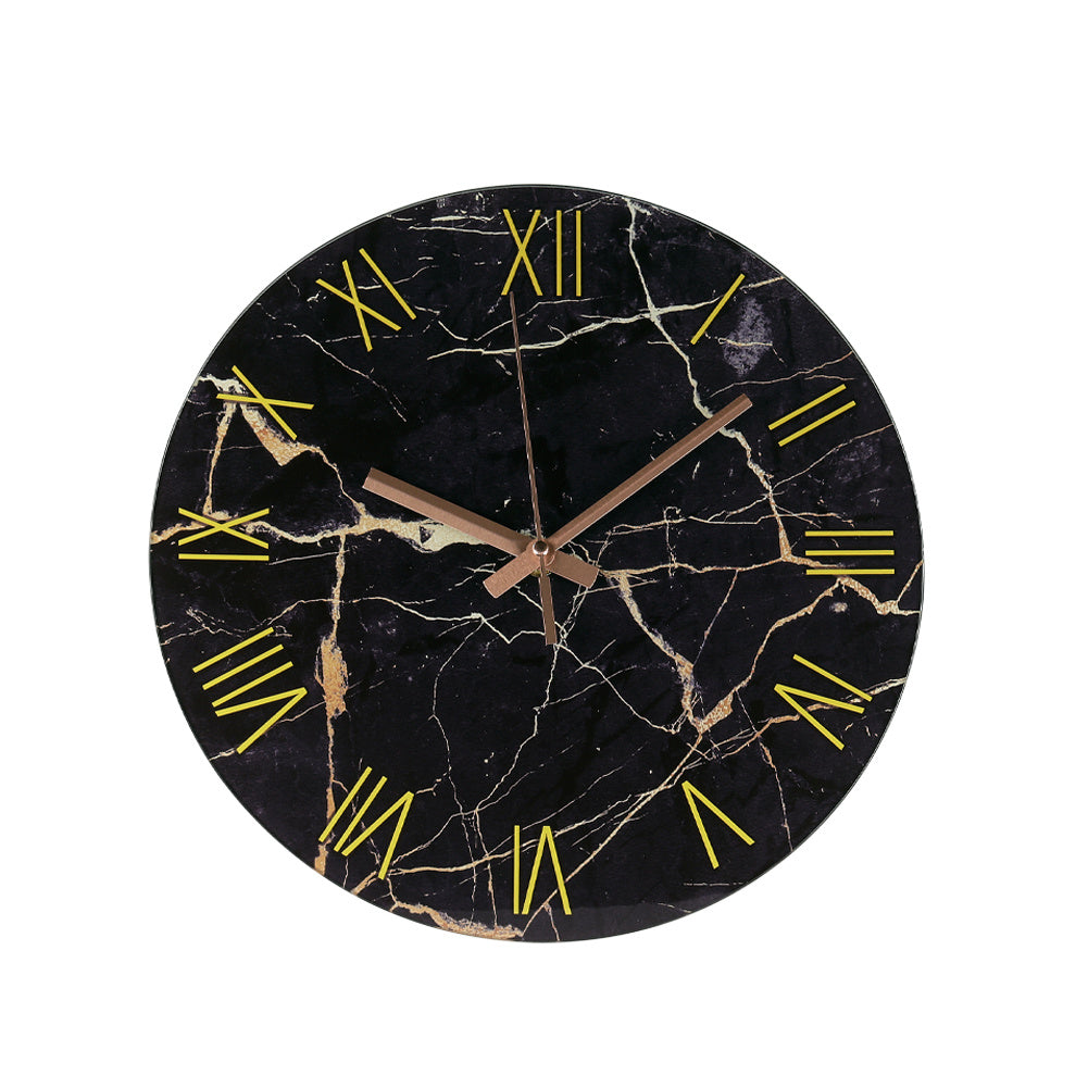 Black Marble Textured Roman Numeral Wall Clock