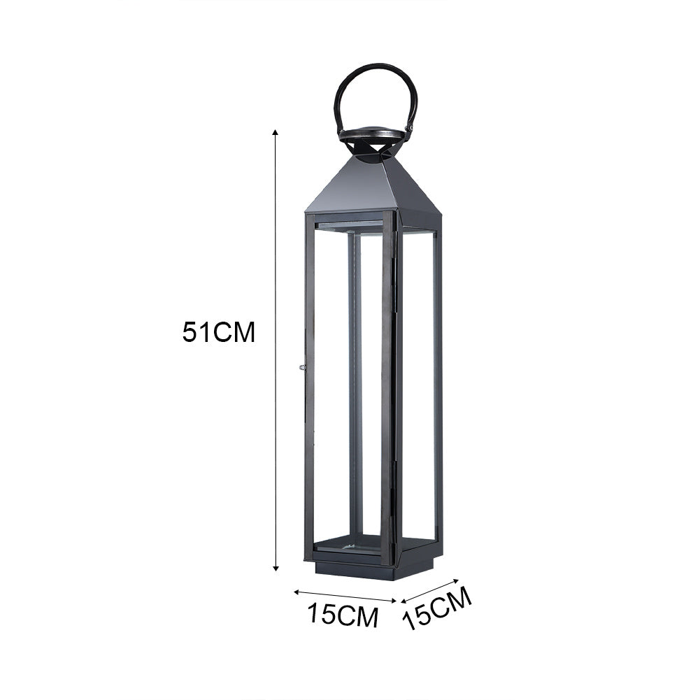 Black old Decorative Lanterns Stainless Steel Candle Lanterns Outdoor Lighting Living and Home Bright black 15*15*51 