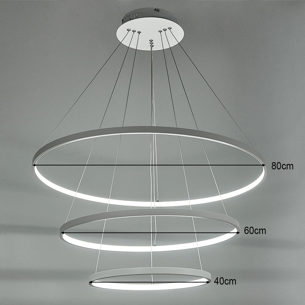 Modern Led Pendant 3 Acrylic Ring Chandelier Pendant Living and Home Non-dimmable White Glow 