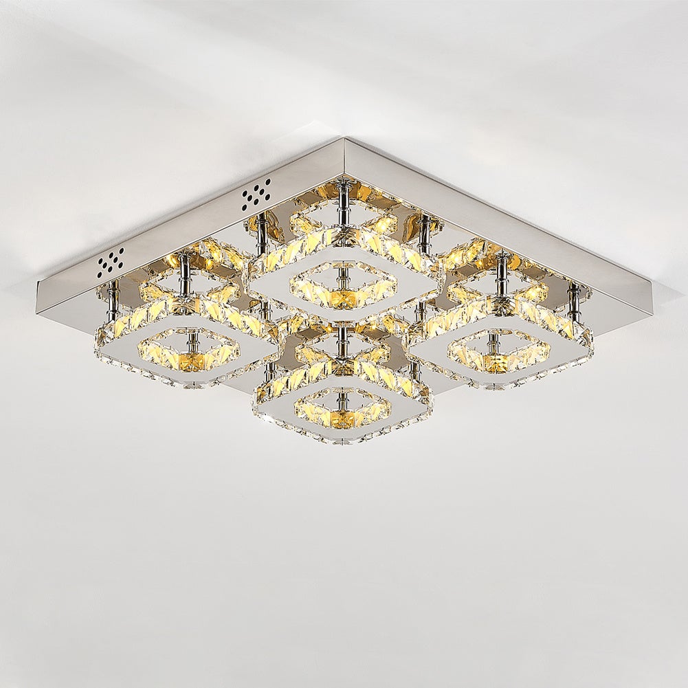 Square LED Ceiling Light with Crystal Heads Ceiling Light Living and Home 