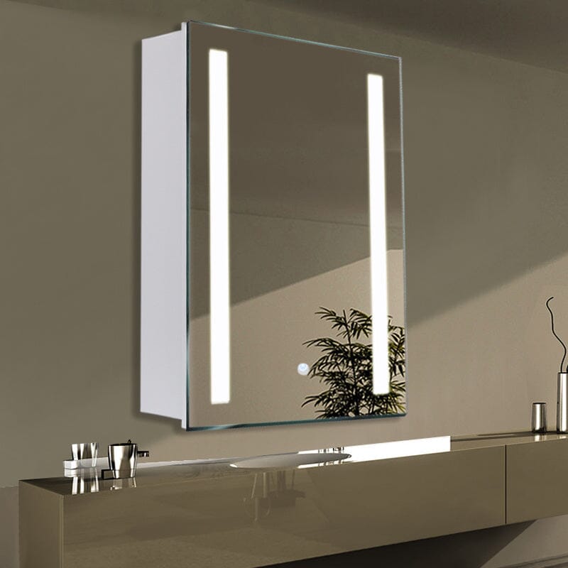 800x600MM LED Bathroom Mirror Cabinet with Shelves Socket Bathroom Mirror Cabinets Living and Home 