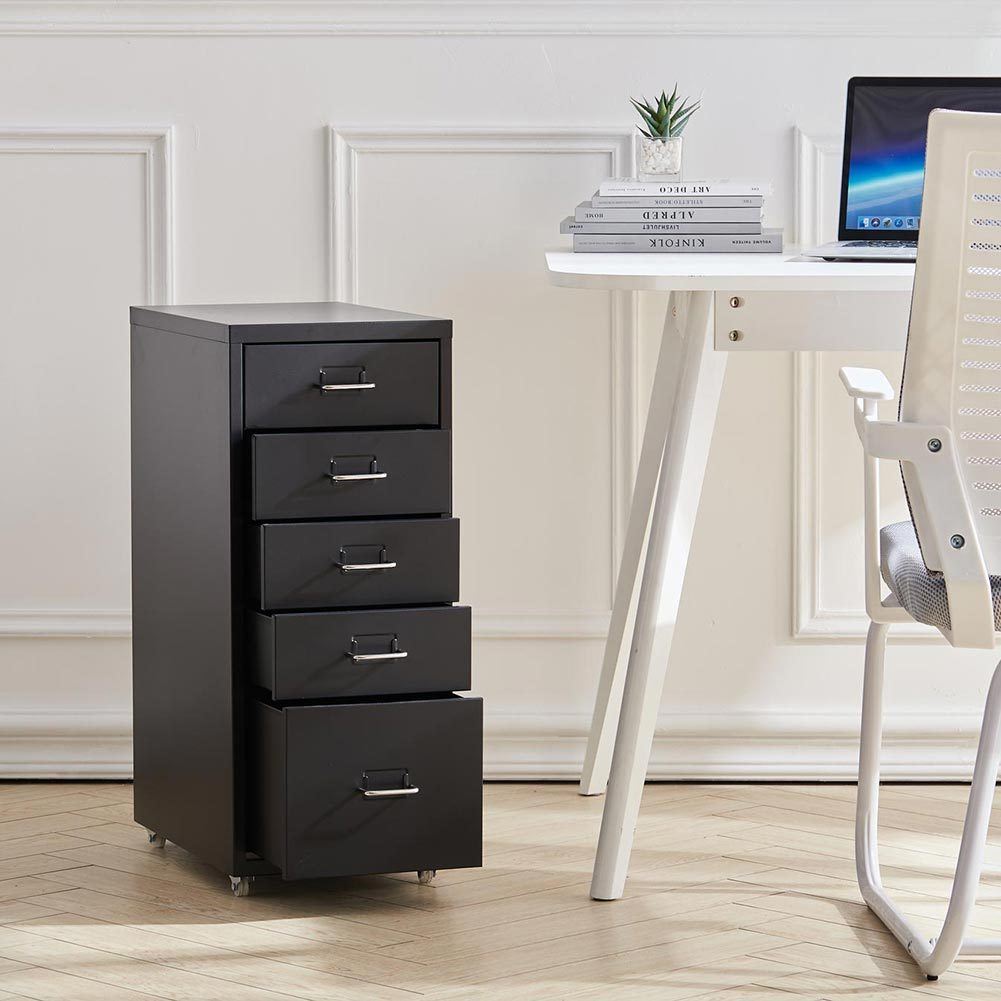 Office Filing Cabinet 3/4/5/6/8Drawers Metal White Chest Storage Unit Wheels Cabinet Living and Home 