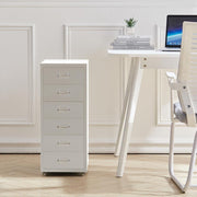 Office Filing Cabinet 3/4/5/6/8Drawers Metal White Chest Storage Unit Wheels Cabinet Living and Home 6 Drawers White 