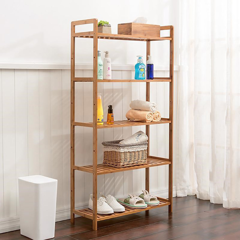 3/4/5 Tiers Wooden Rectangular Standing Storage Shelf