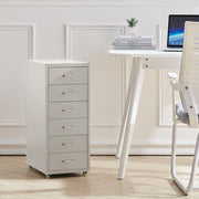 Office Filing Cabinet 3/4/5/6/8Drawers Metal White Chest Storage Unit Wheels Cabinet Living and Home 