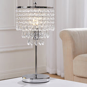 Elegant Bedside Table Lamp with 3 Layered Crystal Drops Bedside Light Living and Home 