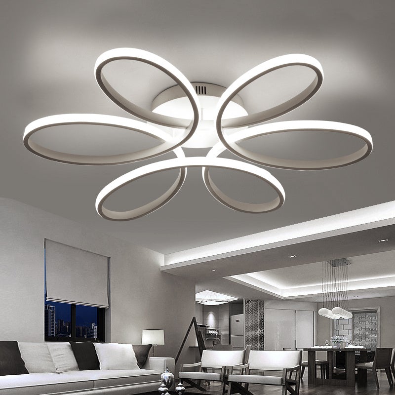 Floral 6 Rings Modern LED Ceiling Light Non-Dimmable Petal Flower-Shaped Light Ceiling Light Living and Home 