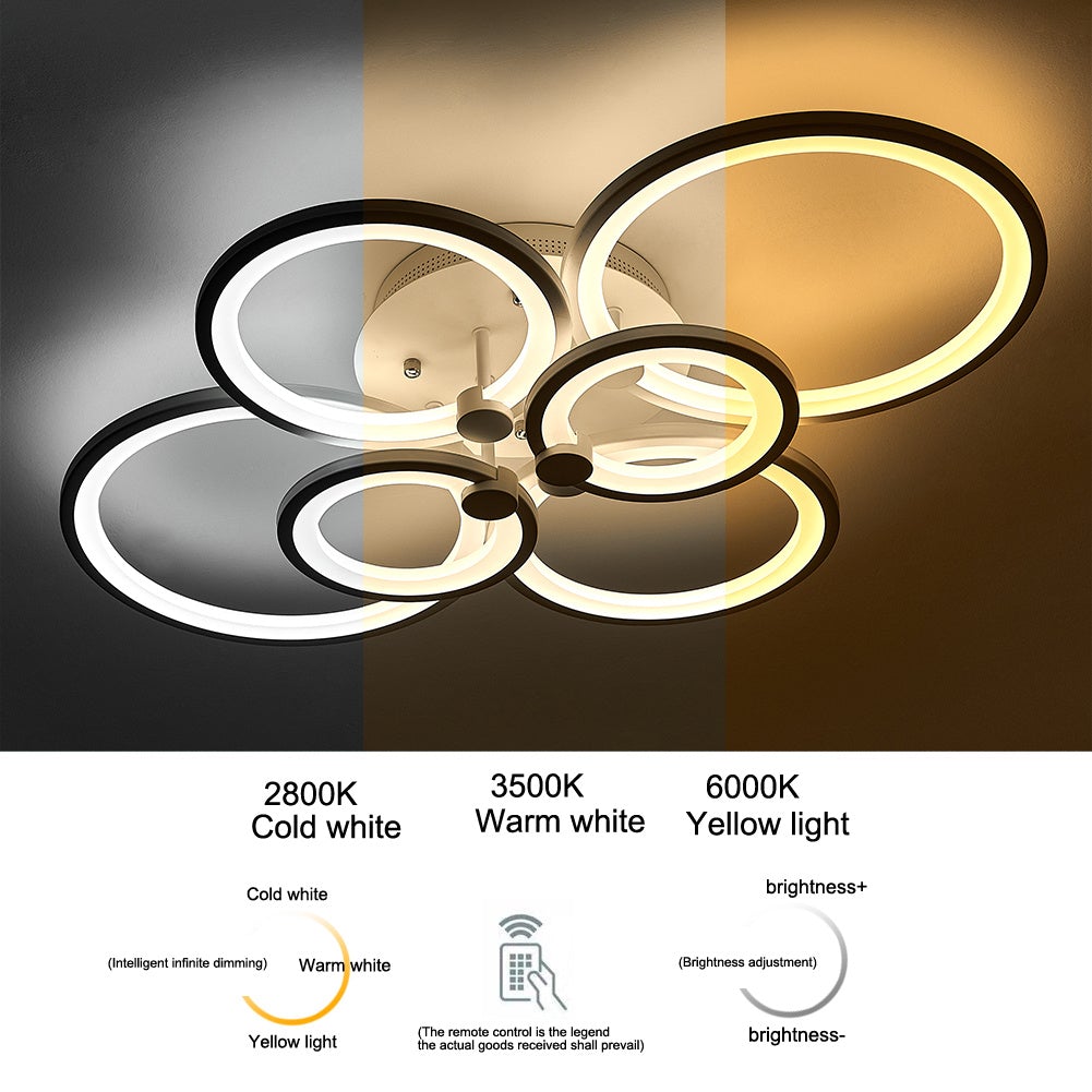 4/6/8 Rings Circle LED Semi-Flush Ceiling Light Dimmable/Non-Dimmable Ceiling Light Living and Home 