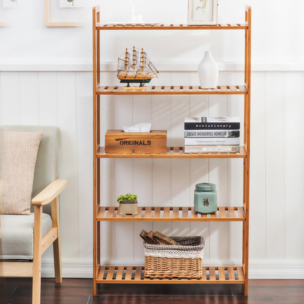 3/4/5 Tiers Wooden Rectangular Standing Storage Shelf