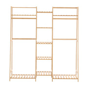 Bamboo Trapezoid Multi-Functional Clothing Hanging Rack with 5-Tier Storage Shelves Shelves & Racks Living and Home 