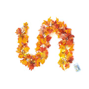 Hanging Artificial Maple Leaf Fall Garland with LED Lights