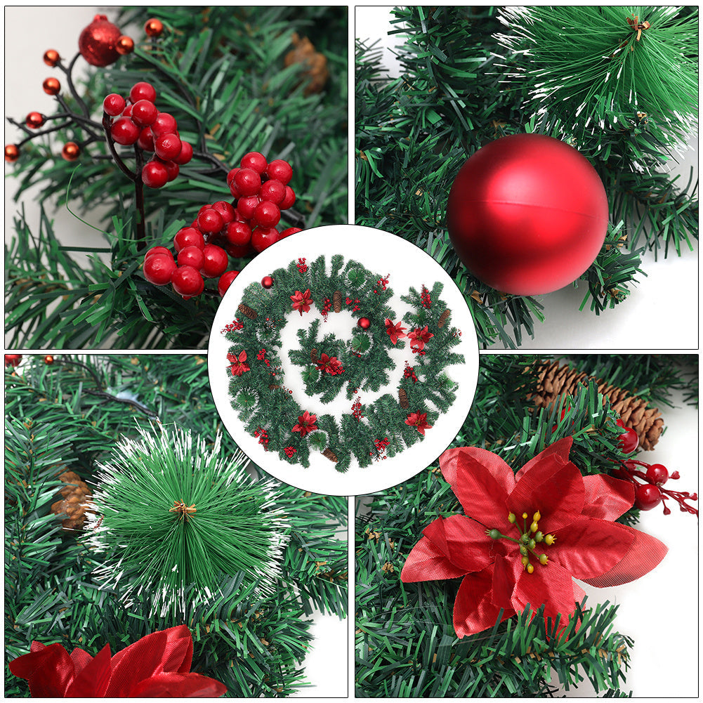 2.7m Christmas Garland with Lights Fireplace Mantel Door Stair Window Decorations Wreaths & Garlands Living and Home 