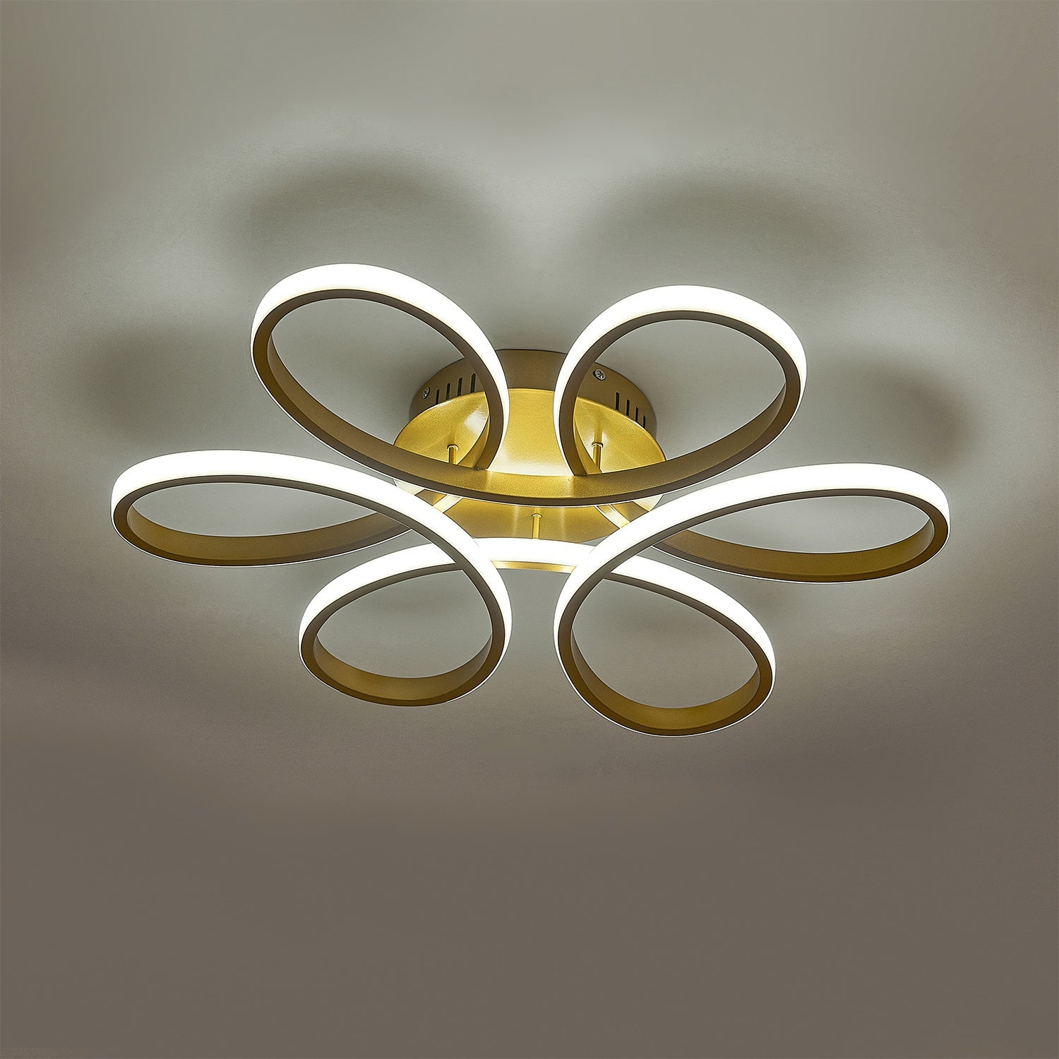 Golden Frame Modern Cool White LED Chandelier Ceiling Light Ceiling Light Fixtures Living and Home 