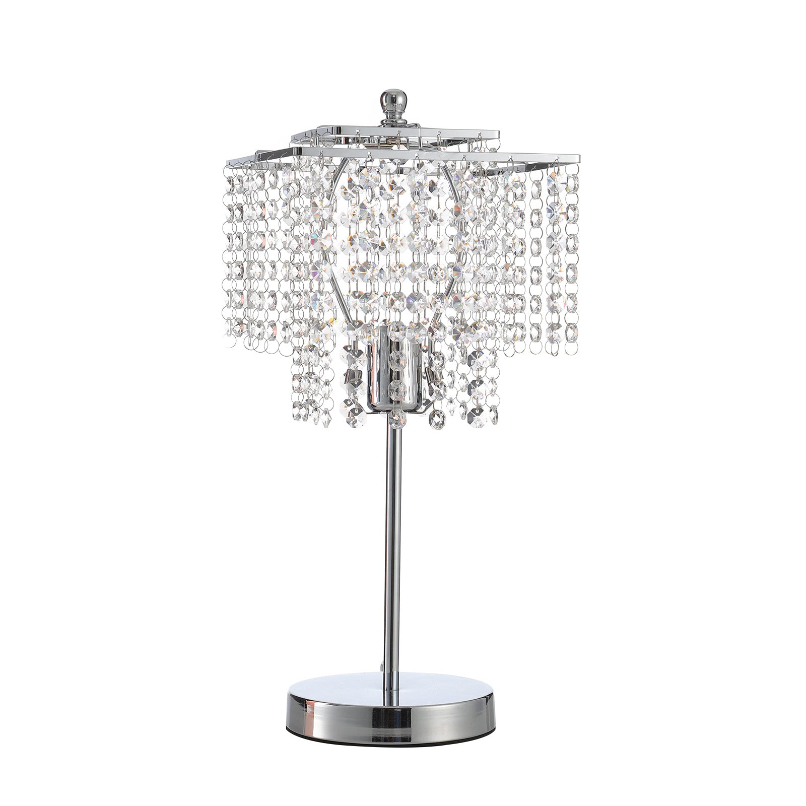 Luxurious Chrome Lamp Crystal Beside Lamp with Transparent Crystal Lampshade Lighting Living and Home 