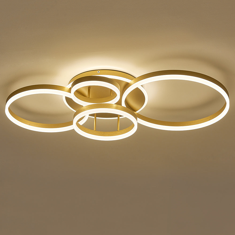 3/5 Circles LED Ceiling Light with Modern Gold FInish, Dimmable/Non-Dimmable Ceiling Lights Living and Home 