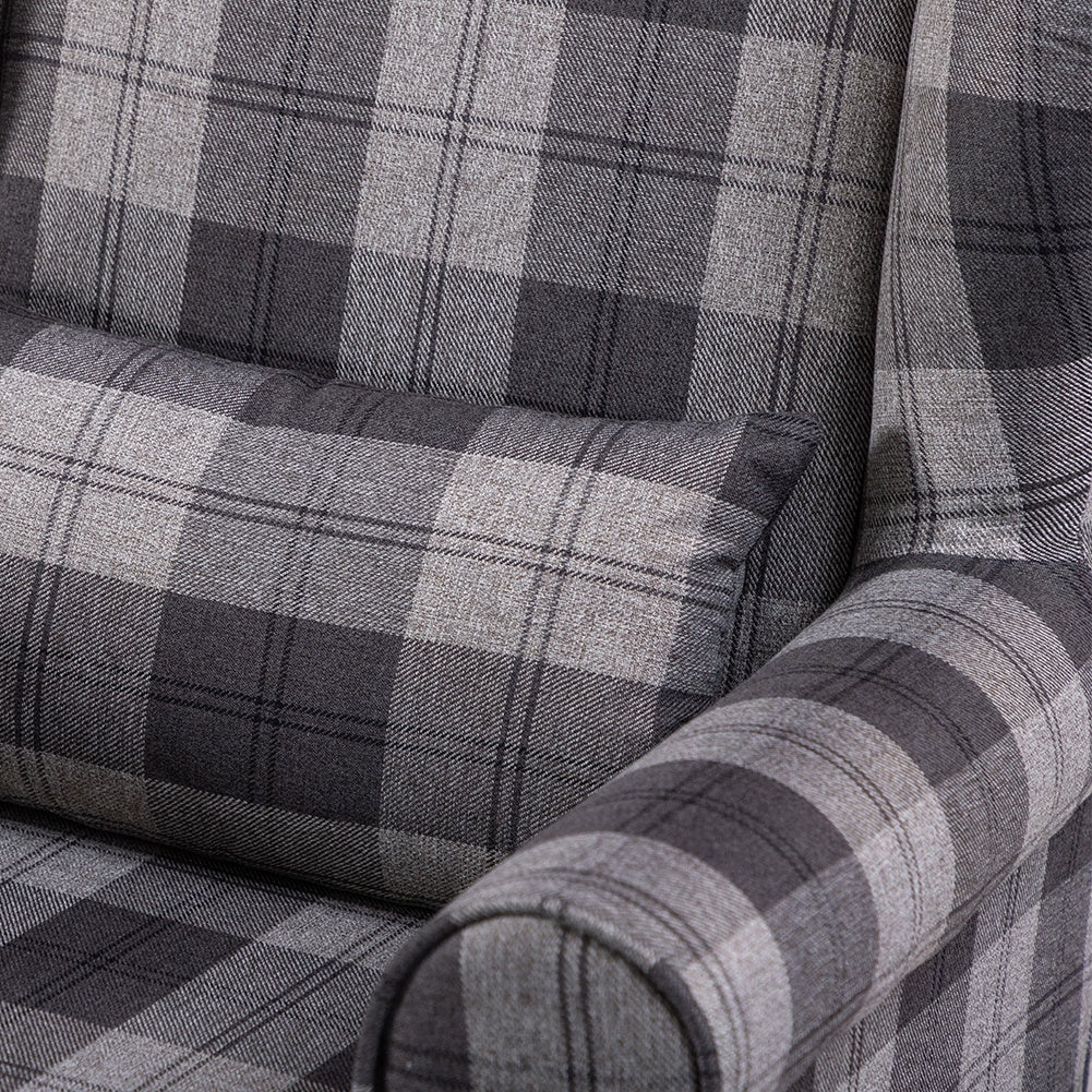 Grey Tartan Polyester Armchair Armchair Living and Home 