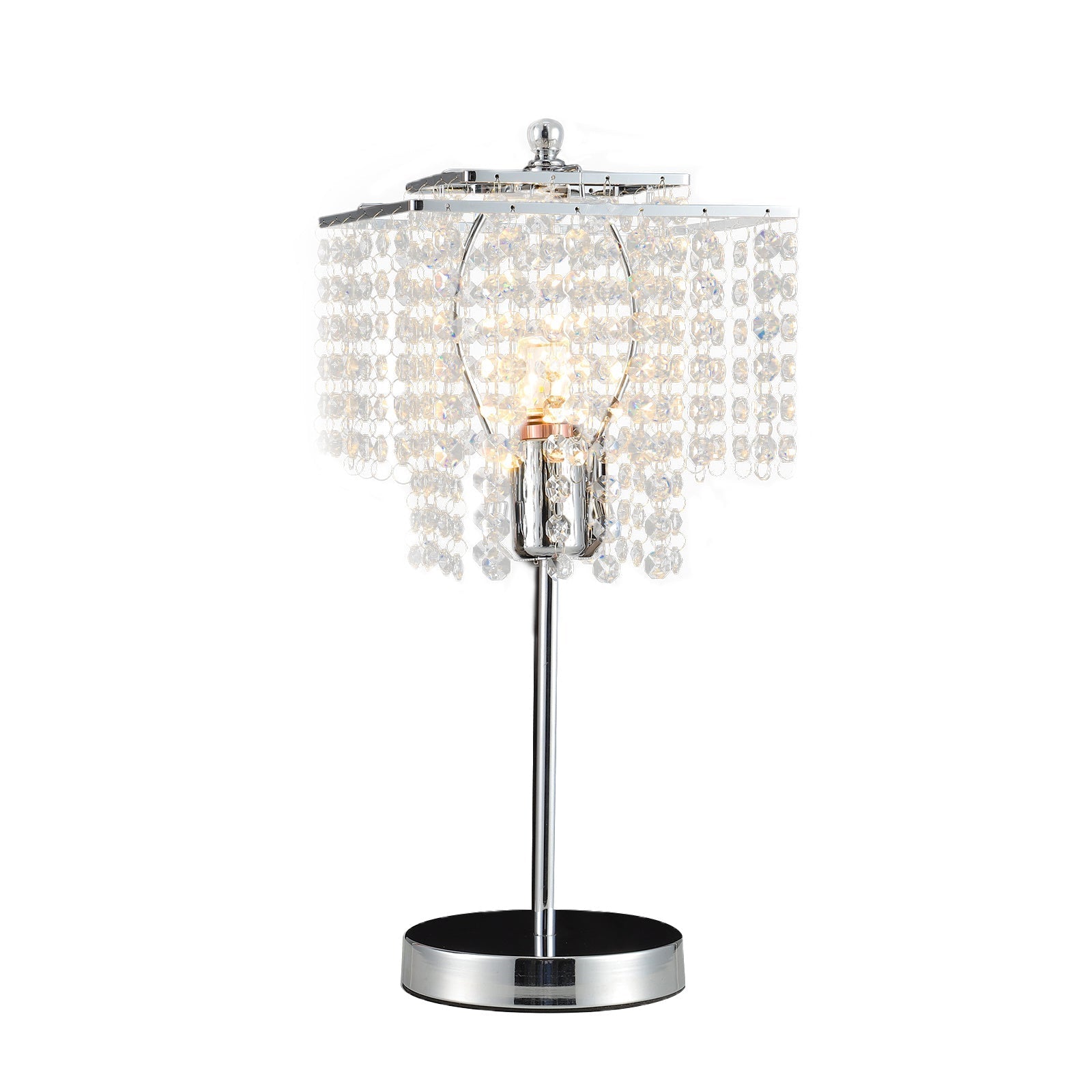 Luxurious Chrome Lamp Crystal Beside Lamp with Transparent Crystal Lampshade Lighting Living and Home 