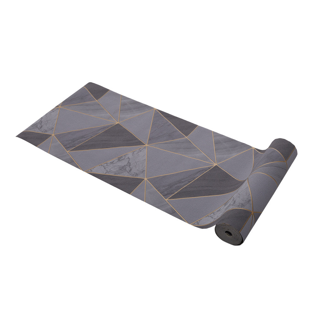 Metallic Geometric Wallpaper Roll in Dark Grey