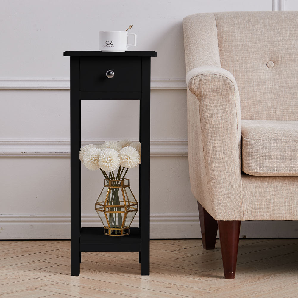 Top Open End Table Classic Side Table for Living Room and Bedroom End Table Living and Home W 27 x L 27 x H 66 cm Black 