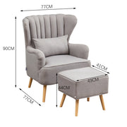 Grey Linen Armchair and Footstool Armchair and Footstool Living and Home 