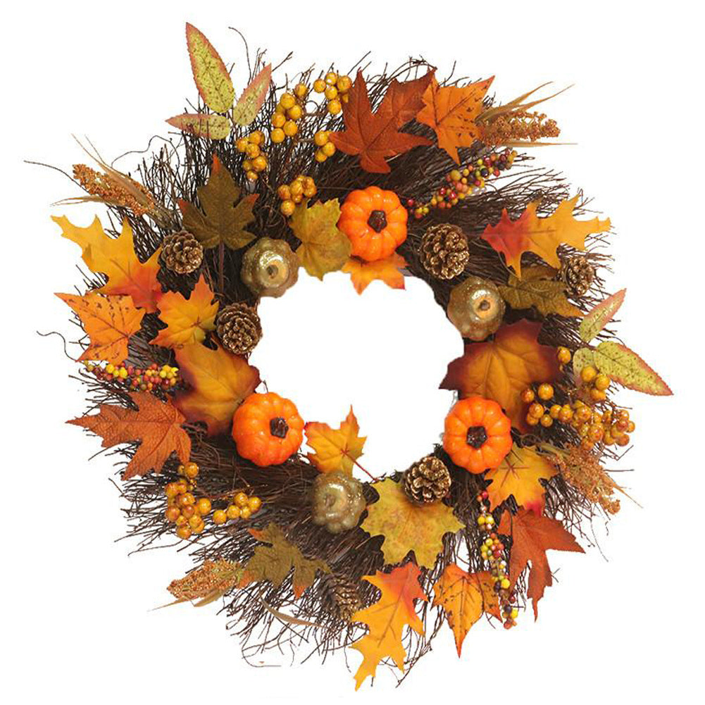 Artificial Autumn Halloween Prelit Wreath Thanksgiving Decorations