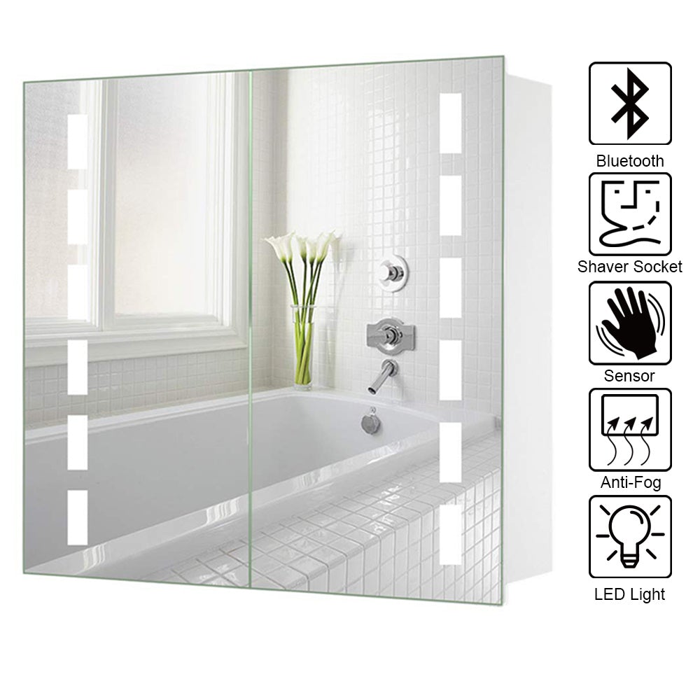 Rectangle Double Door LED Bathroom Mirror Cabinet Bathroom Mirror Cabinets Living and Home 