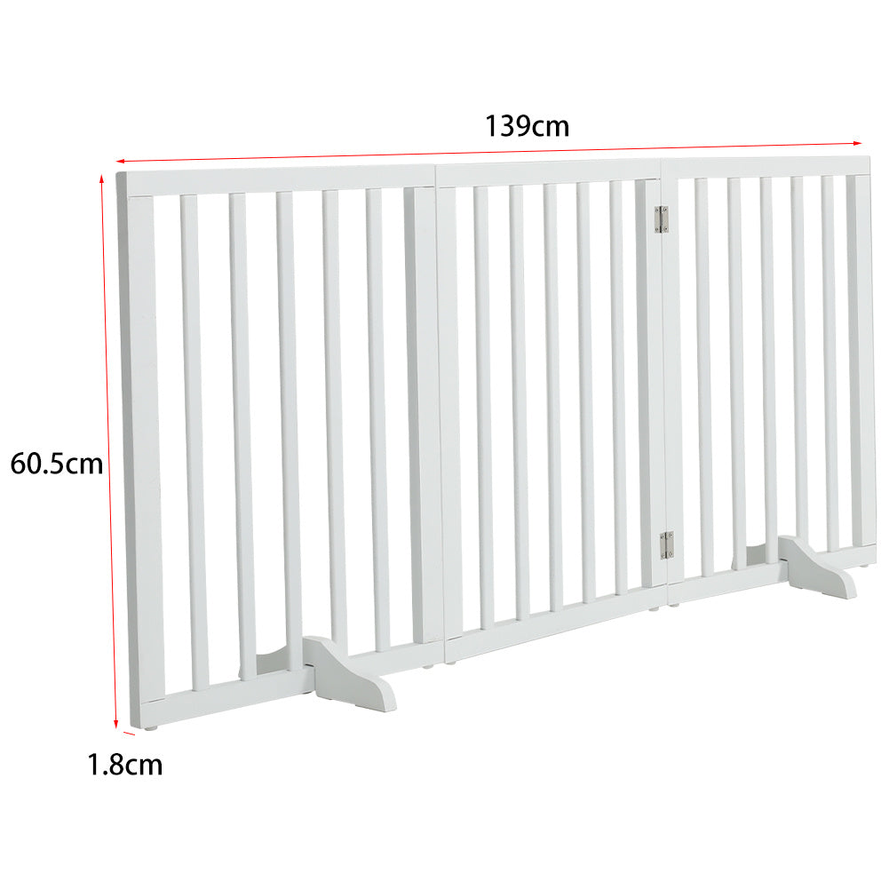 Folding Pet Gate Dog Fence Child Safety Indoor Durable Free Standing Wood Pet Gate Living and Home 