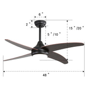 Ceiling Fan Light with LED Lamp & Remote Control 48Inch/42Inch Ceiling Light Living and Home 