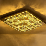 96w LED Ceiling Light 70 x 70 cm Square 3 Tier Crystal Chandelier Ceiling Light Living and Home 