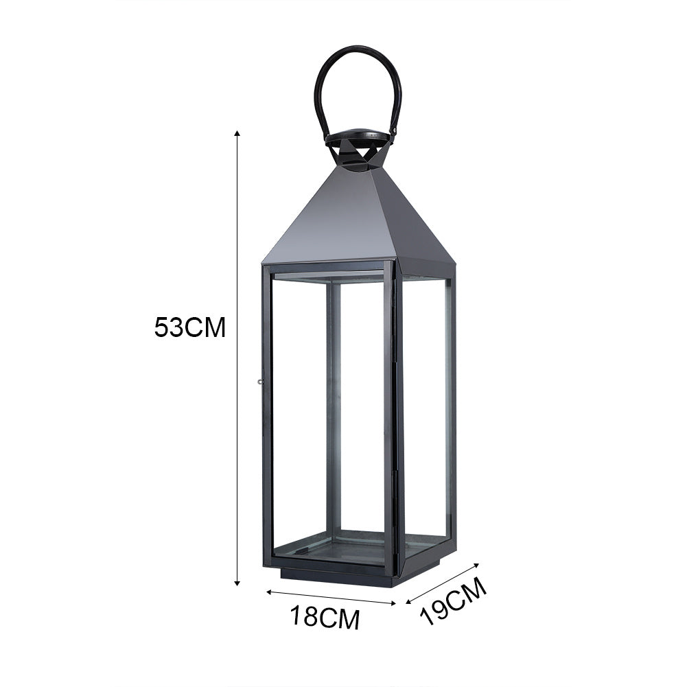 Black old Decorative Lanterns Stainless Steel Candle Lanterns Outdoor Lighting Living and Home Bright black 18*19*53 