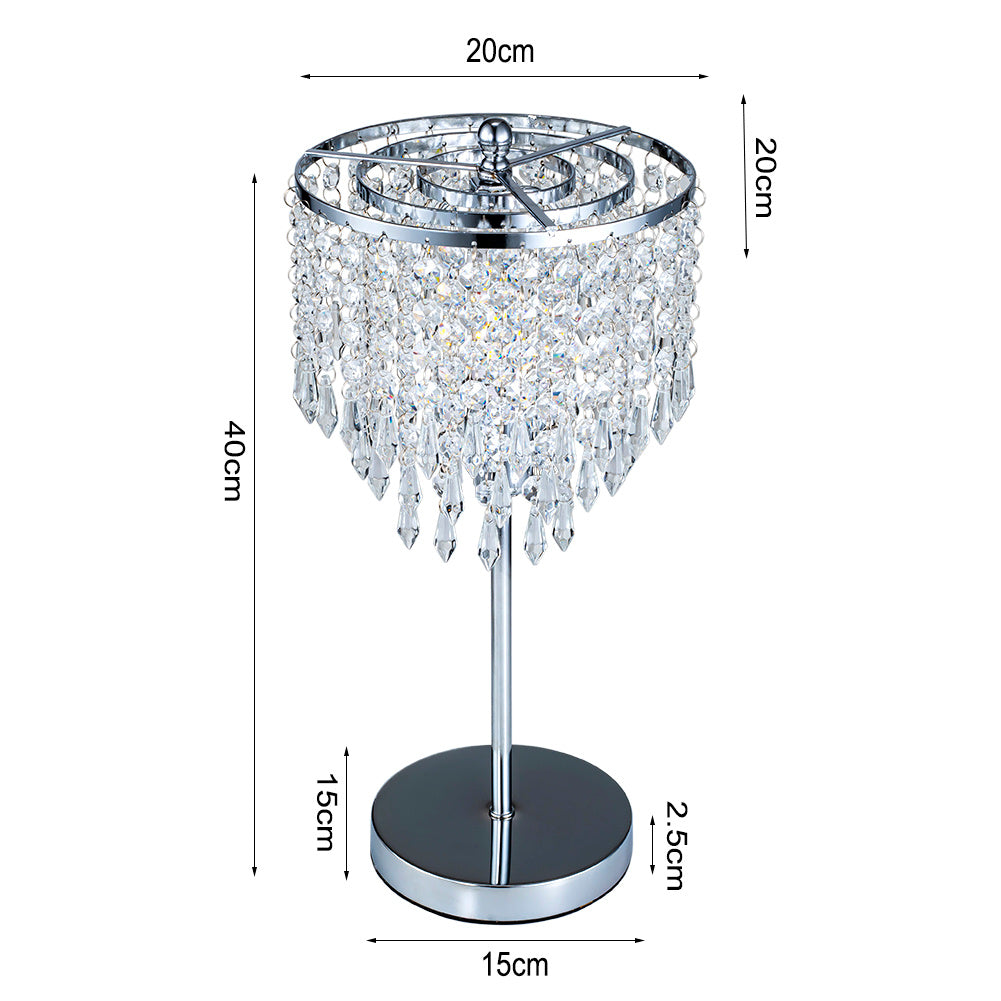 Elegant Bedside Table Lamp with 3 Layered Crystal Drops Bedside Light Living and Home 