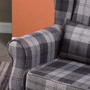 Grey Tartan Polyester Armchair Armchair Living and Home 