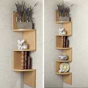 3/5 Tier Wall Corner Bookcase Wall Storage Shelf