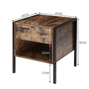 Retro Industrial-style Bedside Table Nightstand with Drawer & Open Front Storage Compartment, DM0370 Cabinets Living and Home 