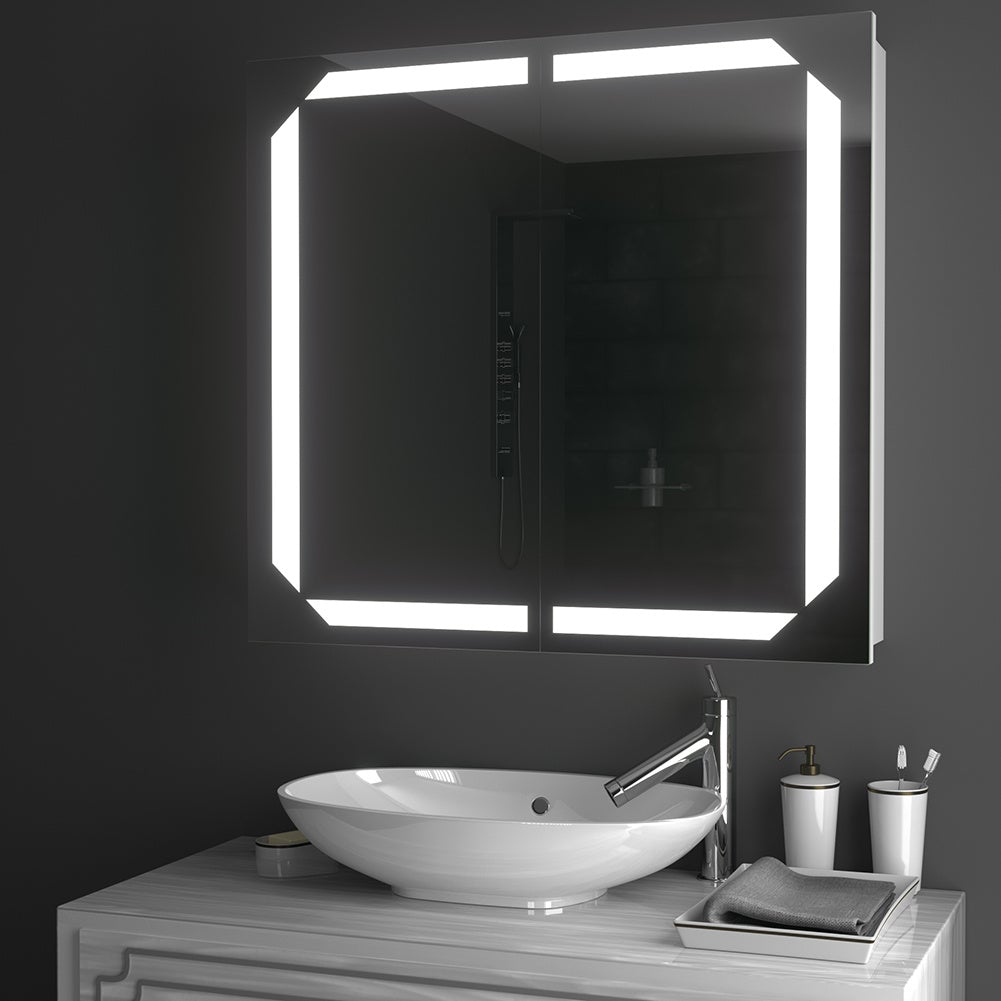 Double Door Smart LED Bathroom Mirror Cabinet with Anti Fog