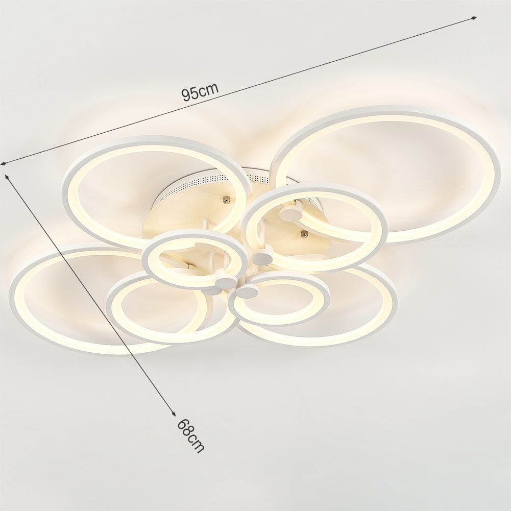 4/6/8 Rings Circle LED Semi-Flush Ceiling Light Dimmable/Non-Dimmable Ceiling Light Living and Home 