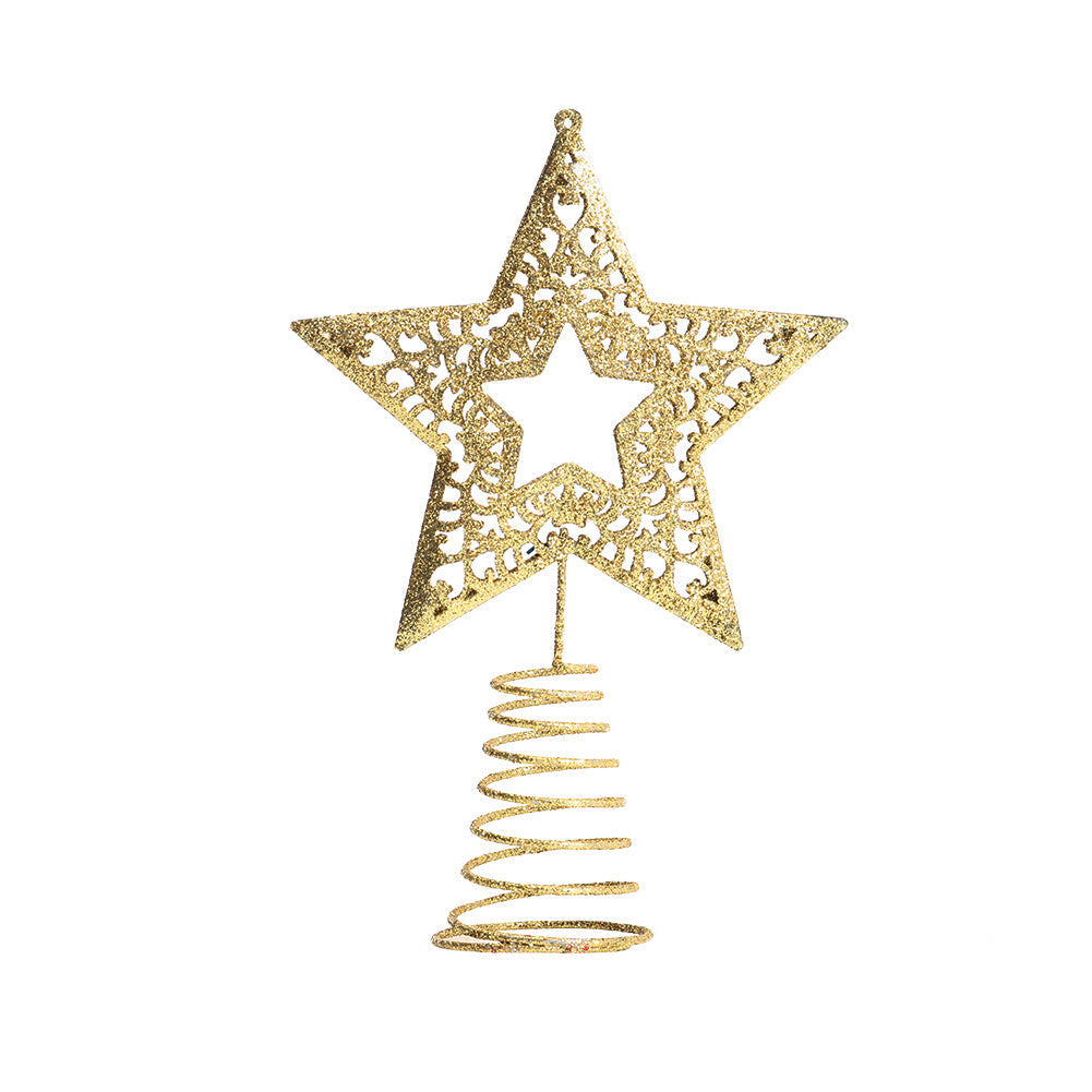 Christmas Tree Star Topper Golden Glitter Ornaments Home Party Decor, SC0110