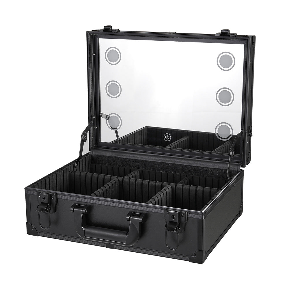 Lighted Cosmetic Train Case with Mirror