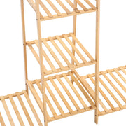 Bamboo Trapezoid Multi-Functional Clothing Hanging Rack with 5-Tier Storage Shelves Shelves & Racks Living and Home 