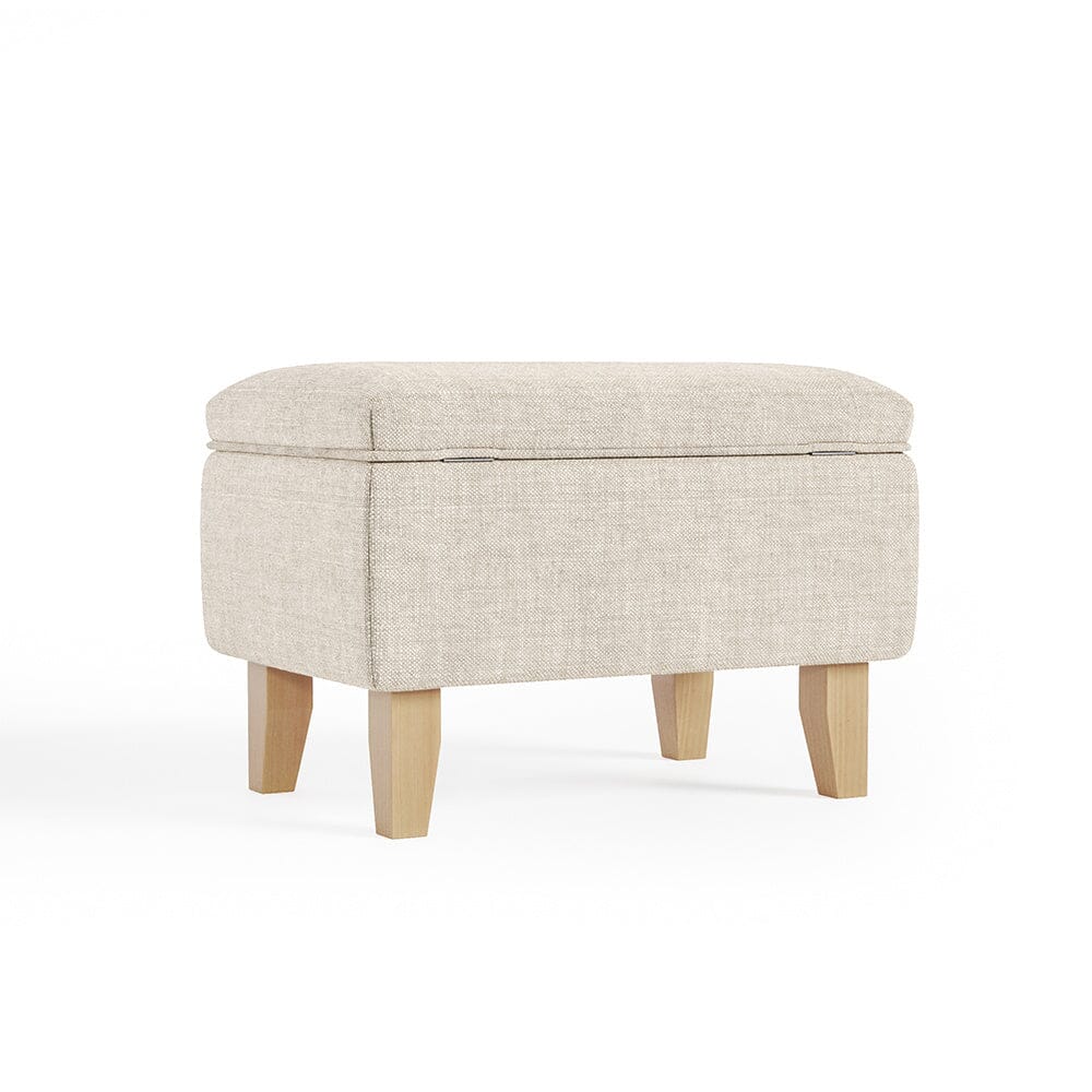 Storage Ottoman Linen Footrest Stool Bench Footstool Chair Pouffe Seat Storage Footstools & Benches Living and Home 