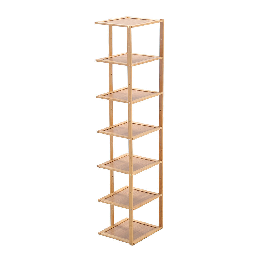 7 Tiers Bamboo Shoe Rack Entryway Hallway Shoe Shelf, SW0381