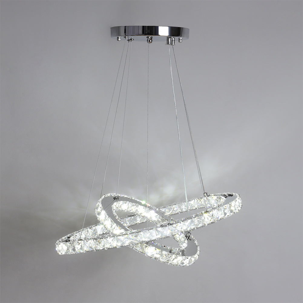 Modern 2-Tier Adjustable Crystal LED Pendant Light