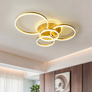 3/5 Circles LED Ceiling Light with Modern Gold FInish, Dimmable/Non-Dimmable Ceiling Lights Living and Home 5 Rings Dimmable 